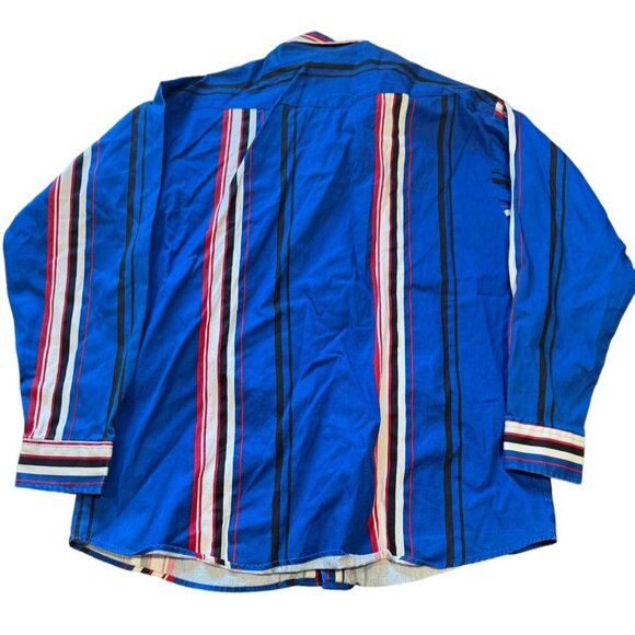 Vtg Panhandle Slim Shirt Mens Large Blue Red Striped Plaid Western USA |W1 - Picture 2 of 5